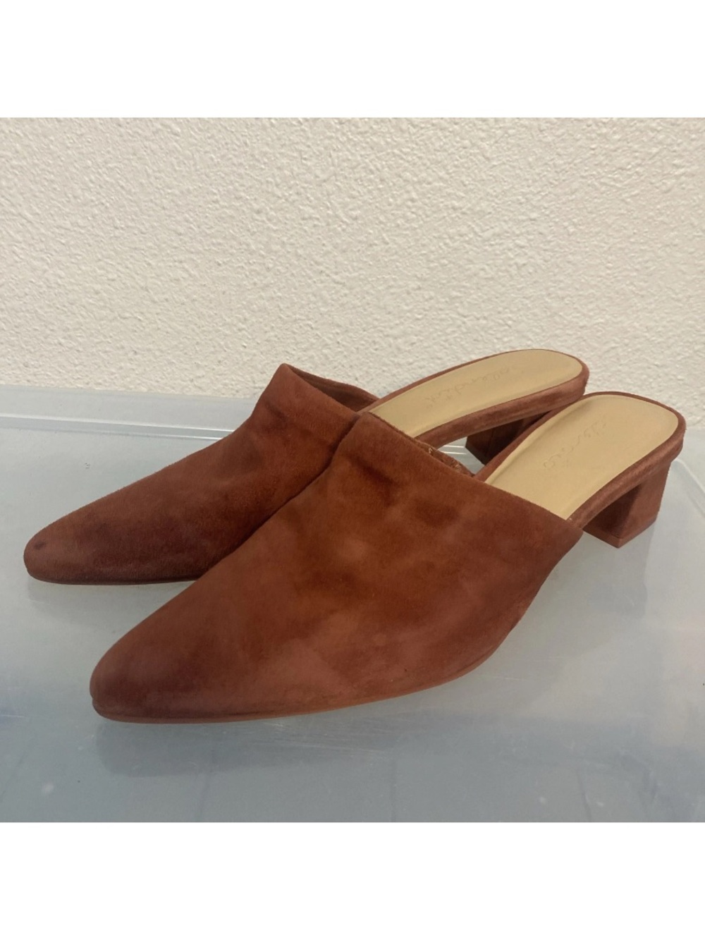 NEW Splendid Lorelei Rust Suede Women's Pointed Mule Block Heels, Sz 8.5 FLAW